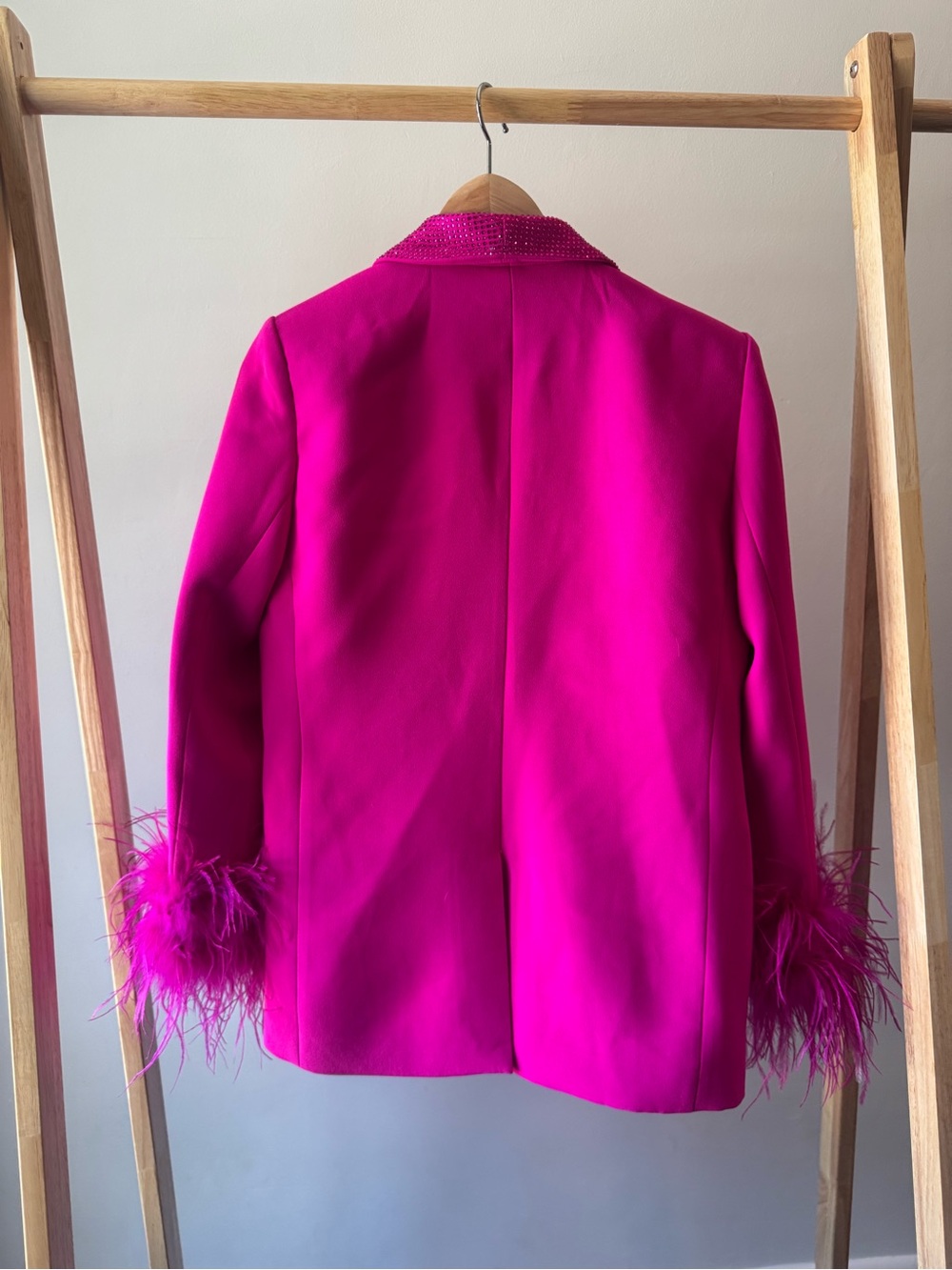 Hot Pink Feather-Cuff Blazer - Picture 3 of 3